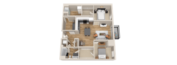 Vintage on Selby | Astaire - Townhome | Two Bedroom Townhome 3D Floorplan