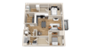 Vintage on Selby | Astaire - Townhome | Two Bedroom Townhome 3D Floorplan