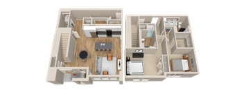 Vintage on Selby | Astaire - Townhome | Two Bedroom plus Den Townhome 3D Floorplan