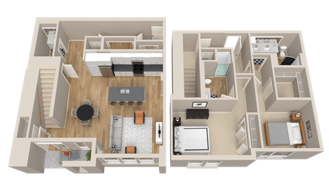 Vintage on Selby | Astaire - Townhome | Two Bedroom plus Den Townhome 3D Floorplan