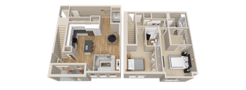 Vintage on Selby | Astaire - Townhome | Two Bedroom Townhome 3D Floorplan