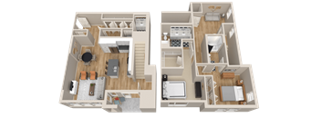 Vintage on Selby | Astaire - Townhome | Two Bedroom Townhome 3D Floorplan