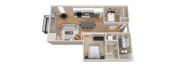Vintage on Selby | Lucille with Den | One Bedroom Apartment 3D Floorplan