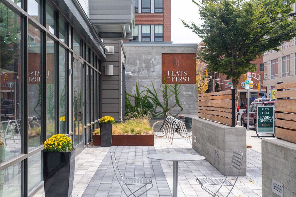 Flats first sign on a building.