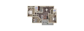 C1 SPRUCE three bedroom two bathroom floor plan