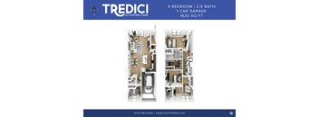 4 BDR  2.5 bath Townhome w/ 1 car garage 1820 sq ft