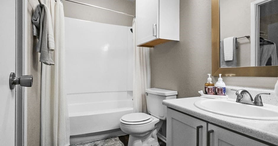a bathroom with a sink toilet and a shower