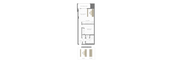 a floor plan of a unit with a bedroom and a living room
