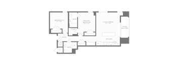 a floor plan of a living room and a bedroom