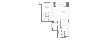 a floor 2D floor plan of a one bedroom one bathroom home
