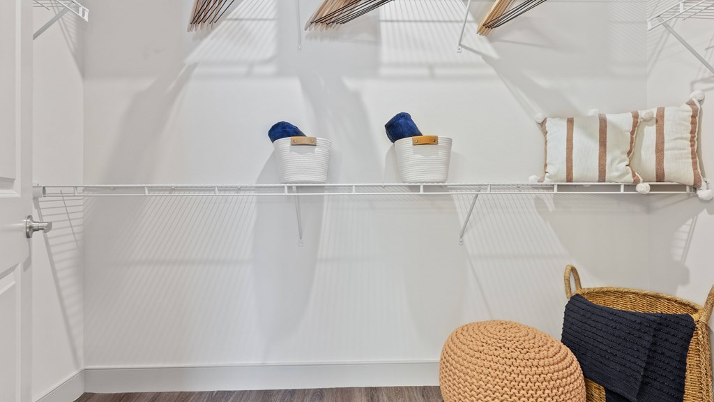 Walk-in closet with wire shelving