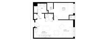 A black and white floor plan of a house with labeled rooms.