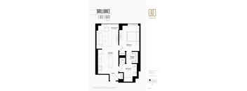 floor plan of the 1 bed 1 bath apartment