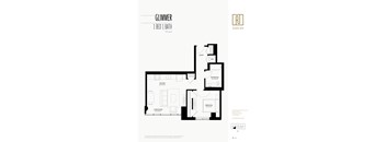the floor plan of 1 bed 1 bath apartment