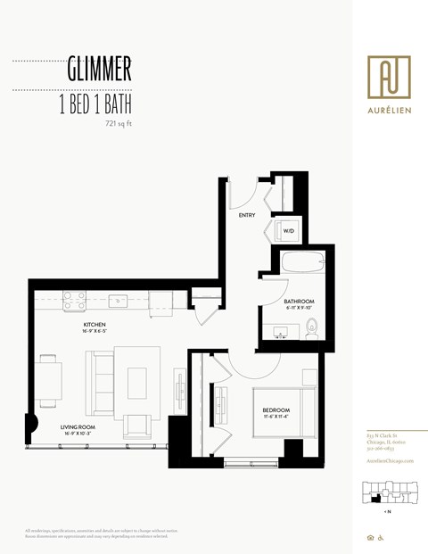 the floor plan of 1 bed 1 bath apartment