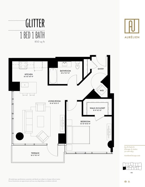 a floor plan of a unit with a bedroom and a bathroom