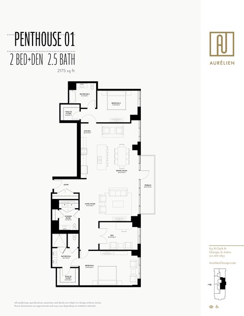 the floor plan of penthouse 01 1 bedroom apt