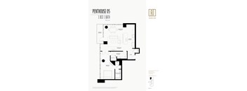 the floor plan of penthouse 05 1 bed 1 bath