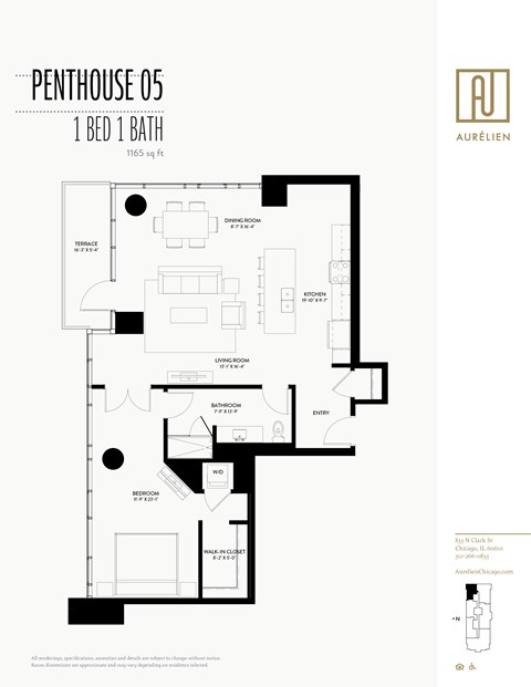 the floor plan of penthouse 05 1 bed 1 bath