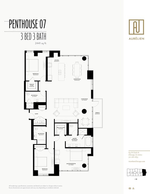 the floor plan of penthouse 87 3 bed 3 bath