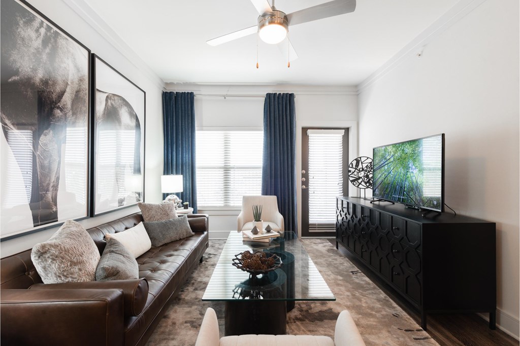 a living room with a couch and a coffee table