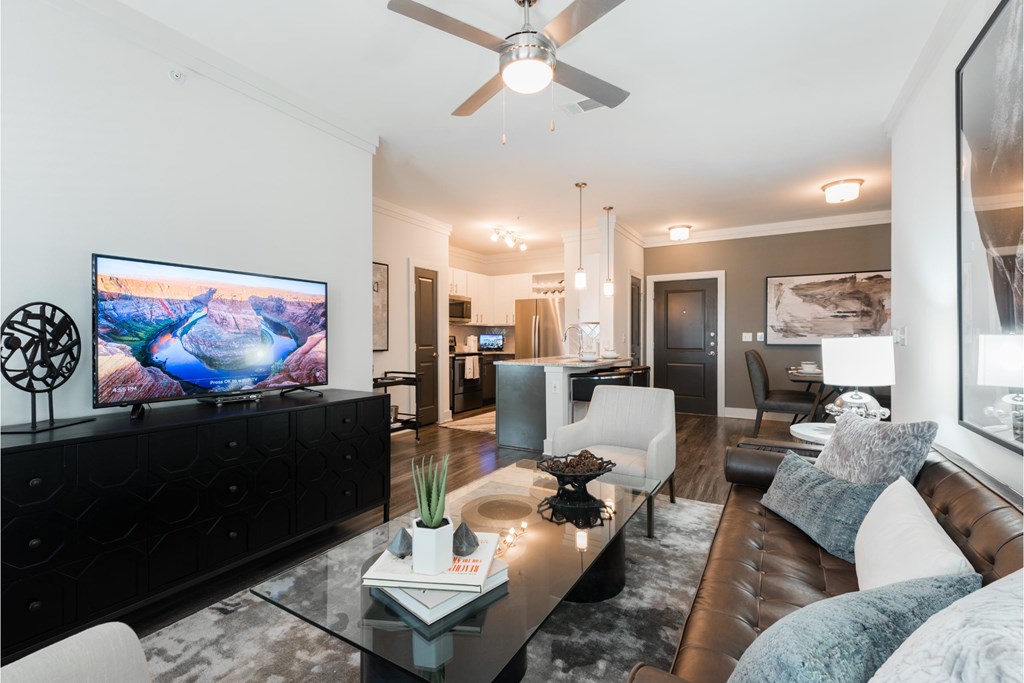 a living room with a couch and a coffee table