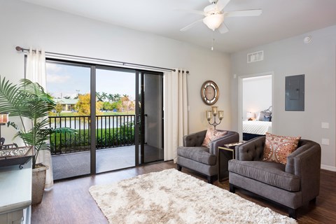 A living room with a grey couch and a white rug.