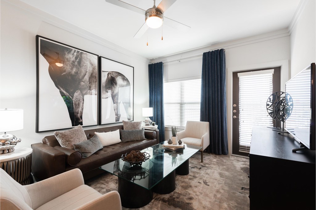 a living room with a couch and a coffee table