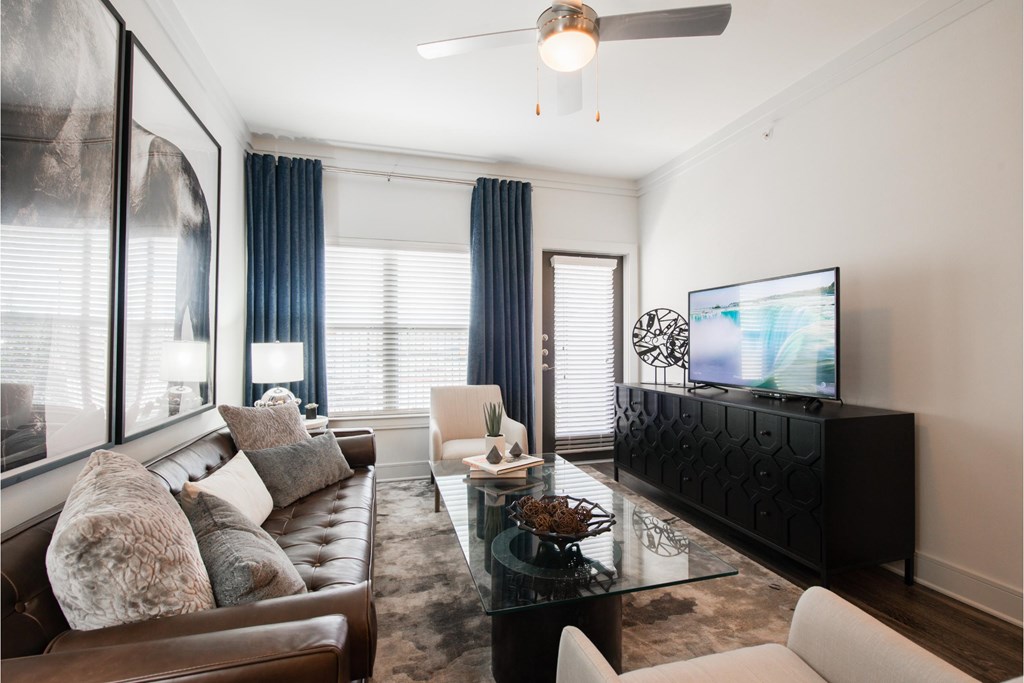 a living room with a couch and a coffee table