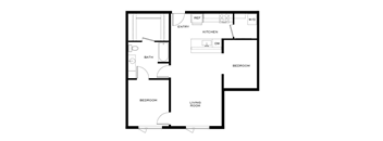 A black and white image of a floor plan for a house.