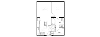 a floor plan of a 1 bedroom floor plan
