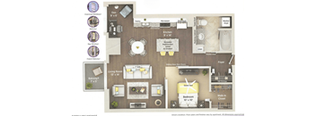a floor plan of a house with a bedroom and a living room