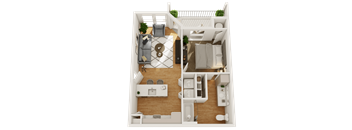 a floor plan of a 1 bedroom apartment