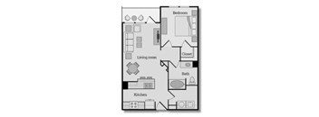 717 sq ft one bedroom one bathroom apartment in downtown Plano