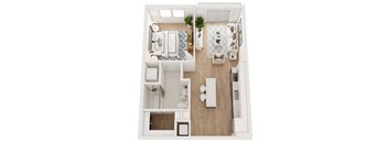 a floor plan of a 1 bedroom apartment