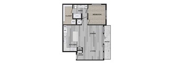 a floor plan of a small house with a bedroom and a living room