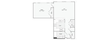 a floor plan of a house with a bedroom and a living room
