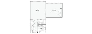 a floor plan of a house with a bedroom and a living room