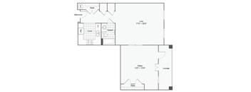 a floor plan of a house with a bedroom and a living room