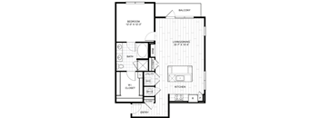 A black and white floor plan of a house with a balcony.