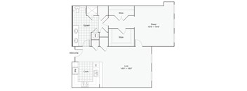 a floor plan of a house with a bedroom and a living room