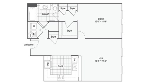 a floor plan of a two story house with a bedroom and a living room