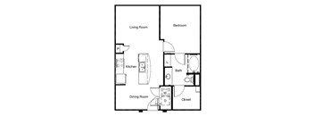a floor plan of a living room and a dinning room