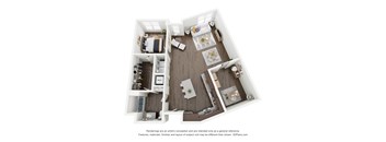 a stylized floor plan of a 2103 sq ft apartment