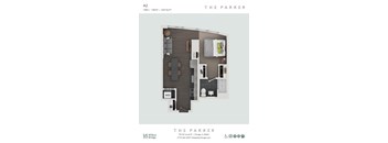 A floor plan of an apartment in The Parker building.