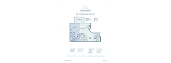 A floor plan for a one bedroom, one bath apartment in Innman Park Apartments.
