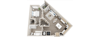 a floor plan of a home with a bedroom and a living room