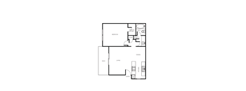 A floor plan of a home with a living room, dining room, kitchen, and bathroom.