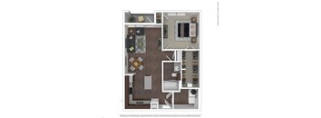 A floor plan of a house with a kitchen, living room, and bathroom.