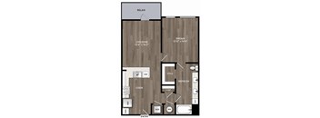 A floor plan of a house with a living room, dining room, kitchen, and bathrooms.